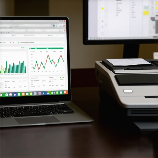 Clean digital accounting workspace with automated tools and financial charts.