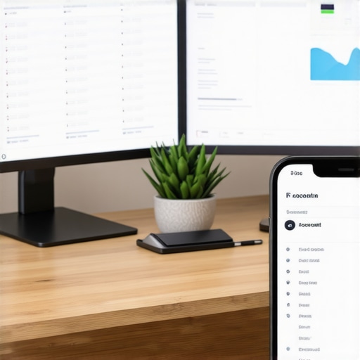 Professional workspace showing banking sub-accounts and accounting software integration.