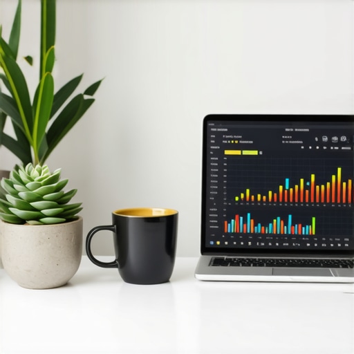 Modern Cloud Accounting Dashboard A professional desk setup featuring a laptop with financial accounting software