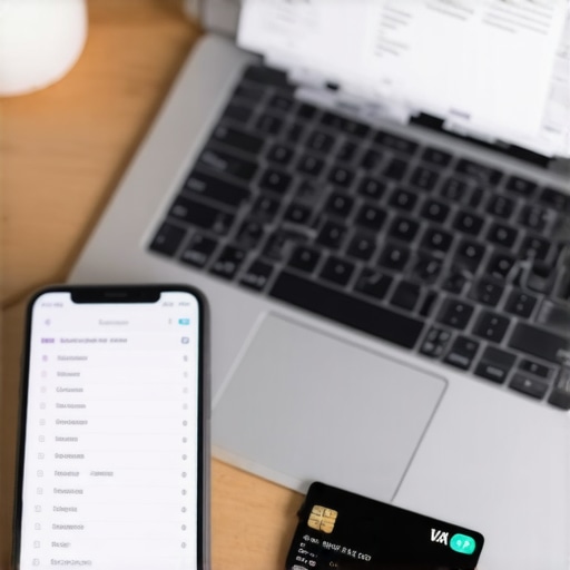 A clean desk showing a smartphone scanning a receipt and a business credit card representing organized financial management.