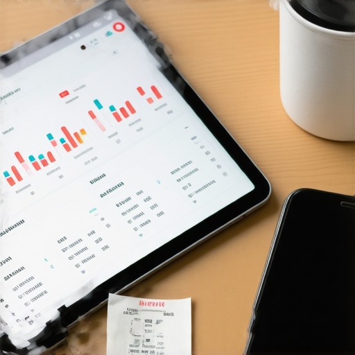 A professional setup showing digital receipt scanning and financial dashboards for small business maintenance.