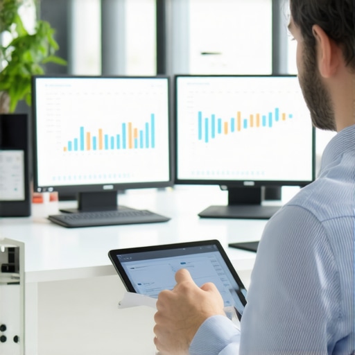 Modern Digital Accounting Workspace A professional setting showing cloud accounting software and financial management tools.
