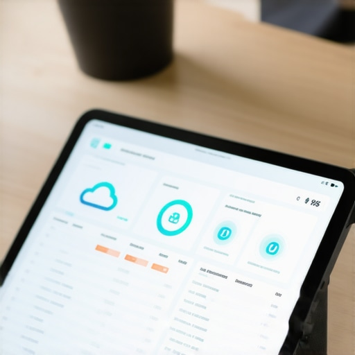 Modern Digital Asset Management Dashboard Digital dashboard showing financial asset tracking and cloud synchronization for small businesses