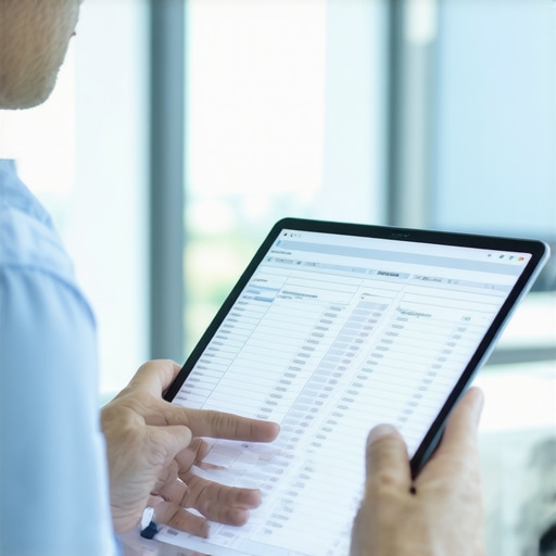 Modern Digital Audit Trail Organization A business owner using digital tools to organize financial records for tax audit defense.