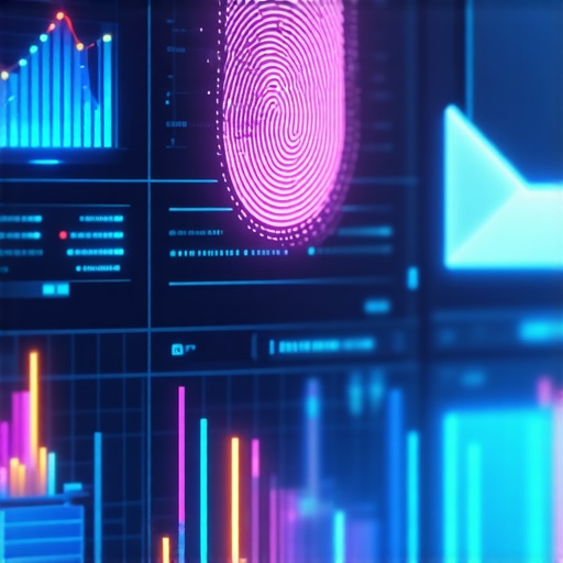 Digital dashboard with biometric icons and IRS letter representing identity verification security.