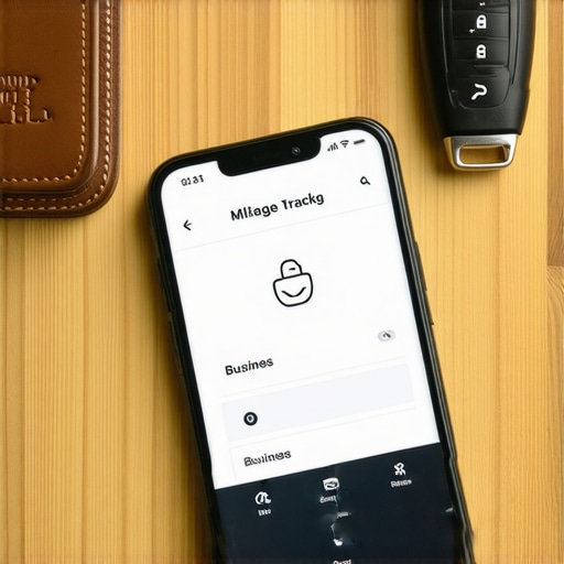 Smartphone displaying a mileage tracking app for business tax compliance.