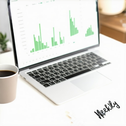 A professional workspace focused on weekly financial maintenance and bookkeeping.