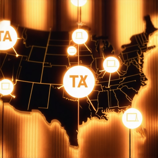 An illustration showing the complexity of payroll tax nexus across different states for a remote business.
