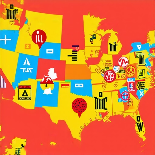 A US map with icons illustrating complex multi-state tax filing requirements for remote businesses.