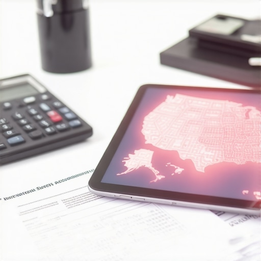 Navigating Remote Employee State Tax Nexus A conceptual image showing the complexity of managing payroll taxes for remote teams across different states.