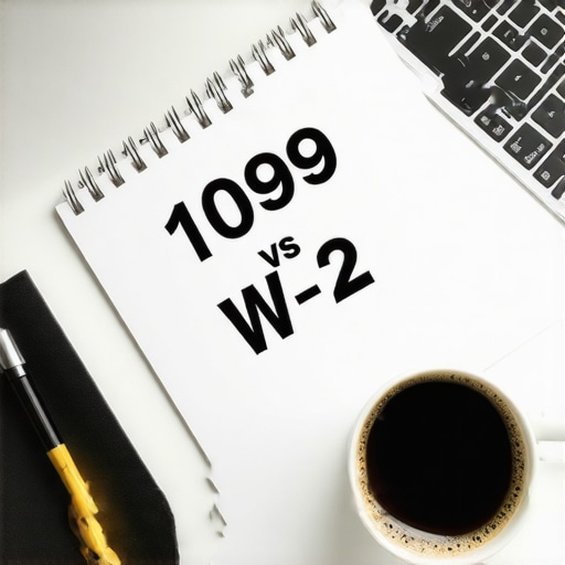 Navigating Worker Classification Challenges Desktop setup with 1099 and W-2 comparison notes for business compliance.