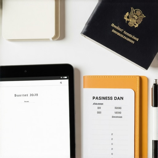 A desk showing organized business travel receipts, calendar, and flight documents for tax deduction compliance