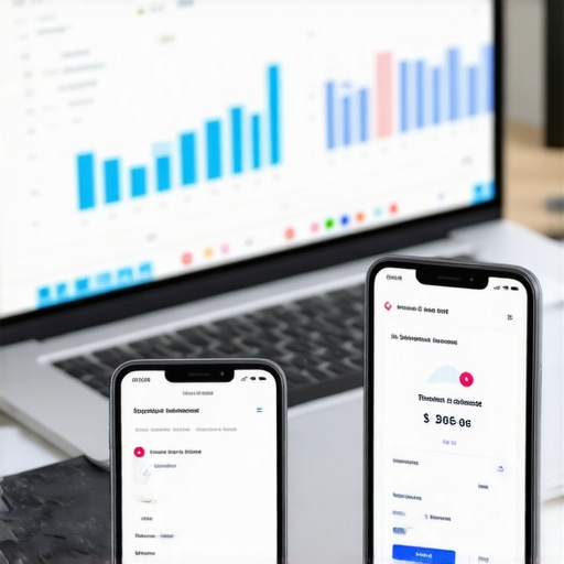 Organized Digital Accounting Workspace A modern desk with digital financial tools and tax notification on a smartphone