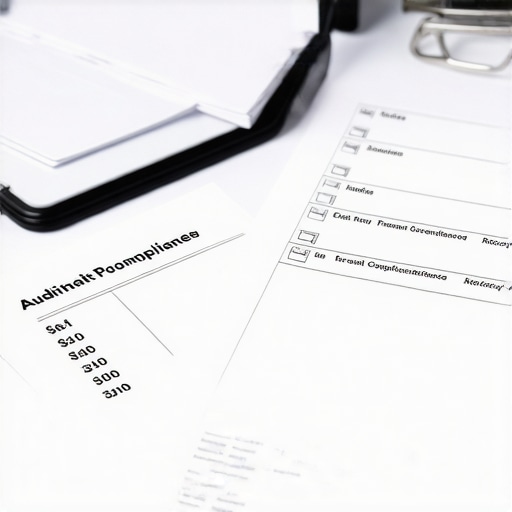 Organized Digital Receipt System for Small Business A digital tablet showing a financial ledger alongside neatly organized business documentation for tax preparation.