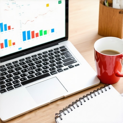 Organized Financial Balance Sheet on Laptop A laptop on an office desk displaying financial balance sheets and charts representing a smooth transition to accrual accounting
