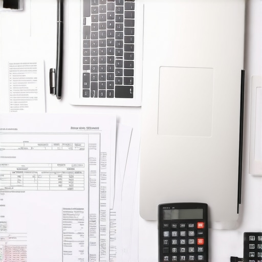 Organized Financial Documentation Desk An organized desk with tax forms and a laptop representing effective audit preparation.