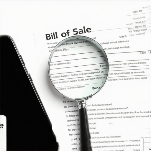 A professional desk setting showing a Bill of Sale and a bank application, representing clean financial record-keeping.