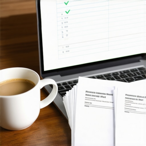 A clean financial ledger on a laptop screen next to organized receipts representing audit readiness.