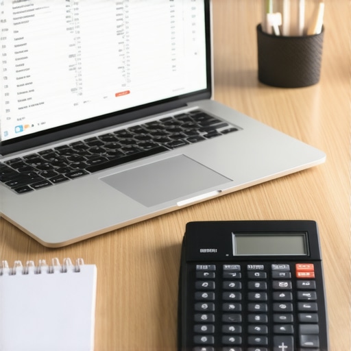 A laptop showing a financial spreadsheet and an organized desk representing professional bookkeeping and audit support.