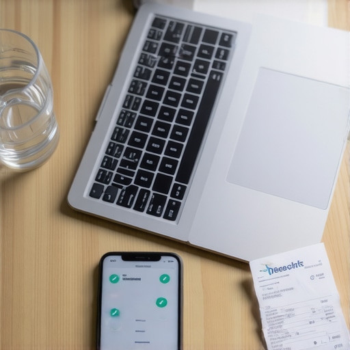 A clean desk with professional accounting software and receipt scanning tools representing efficient financial maintenance.