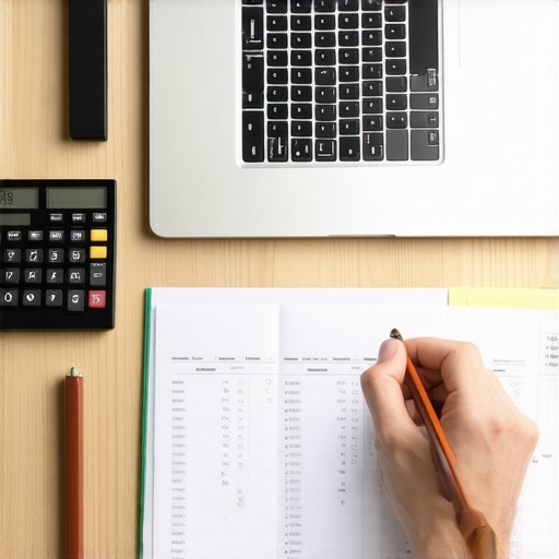 Organized Small Business Financial Workspace A professional setup showing clean financial records and organized business accounting tools.