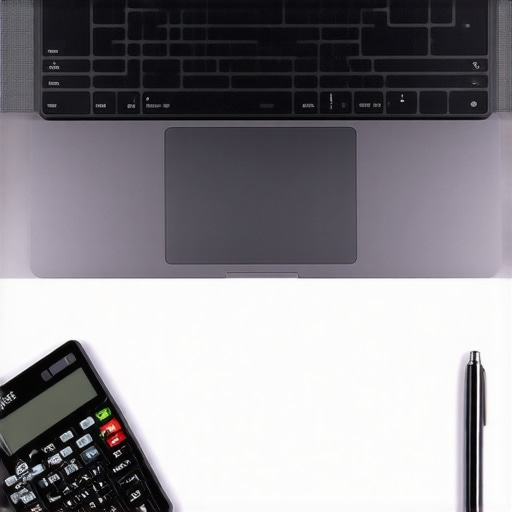 Organized business financial planning Clean desk with laptop and financial tools for audit protection