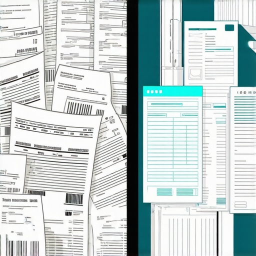 Organizing Business Finances Comparison of disorganized receipts and a clean digital accounting ledger.