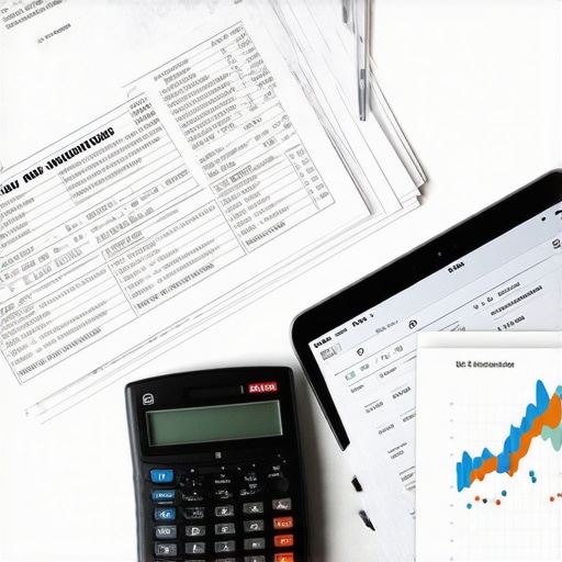 A clean desk workspace with invoices and financial charts representing ledger preparation.