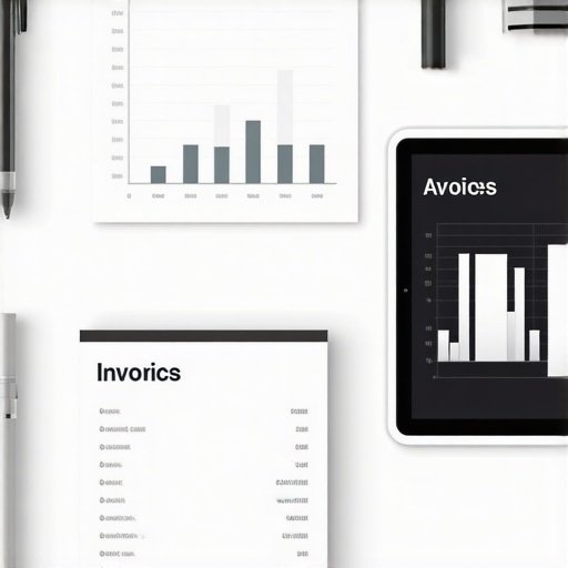A clean desk with financial charts and invoice lists representing the transition to accrual bookkeeping.