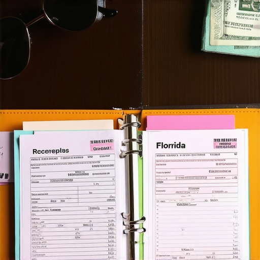 A collection of receipts, a calendar, and a driver's license prepared for a state tax residency audit defense.
