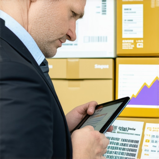 A business owner performing a physical inventory count and checking market values on a digital tablet.
