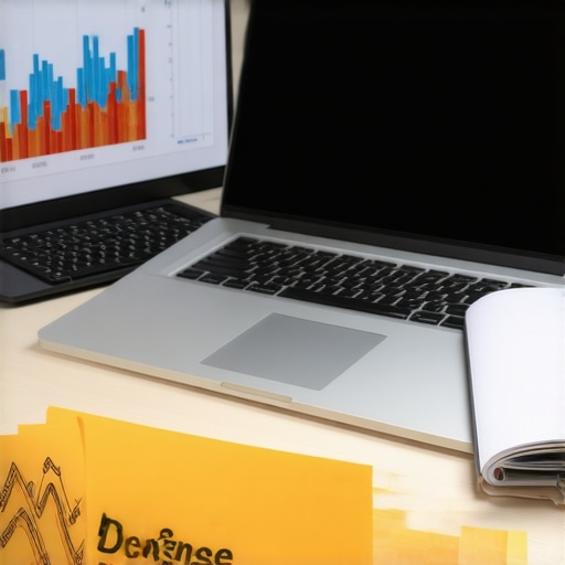 A desk with a laptop and a folder labeled Audit Defense representing professional tax strategy.
