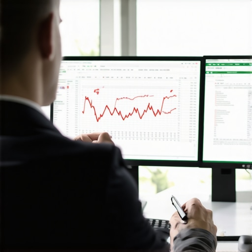 An accountant manually checking digital ledger entries to ensure tax compliance and payroll accuracy.
