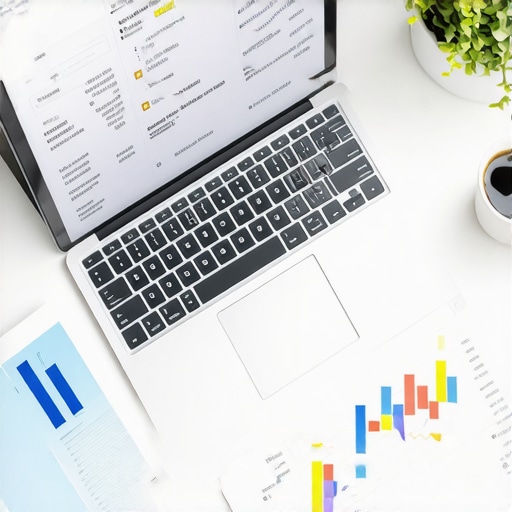 Professional Digital Accounting Workspace An organized office desk with a document scanner and laptop set up for efficient tax preparation and audit defense.