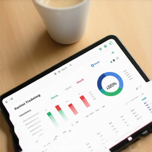 Professional Financial Dashboard for Business Maintenance A modern financial dashboard showing real-time business metrics and tax compliance data on a tablet.