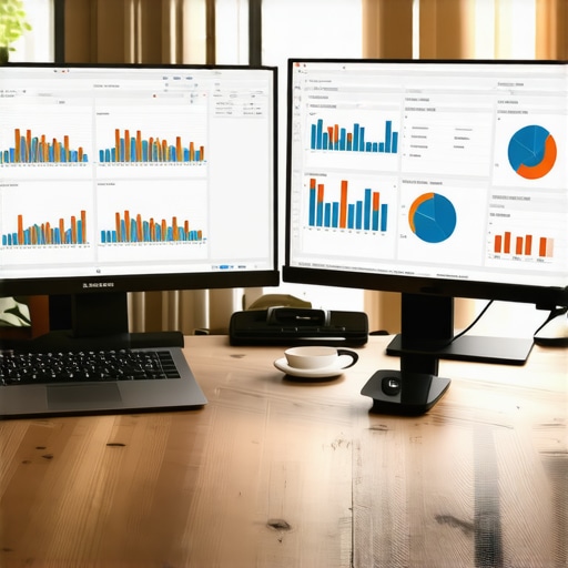 A modern desk setup showing financial software and data analytics for business compliance.