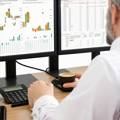 A CPA analyzing complex financial reports to ensure audit compliance and business growth.