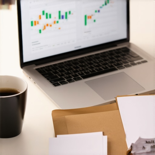 A clean desk with a laptop and financial documents for business forecasting.