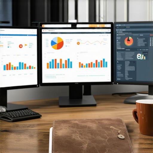 A high-end workspace showing cloud accounting software and financial data visualization for a scaling business.
