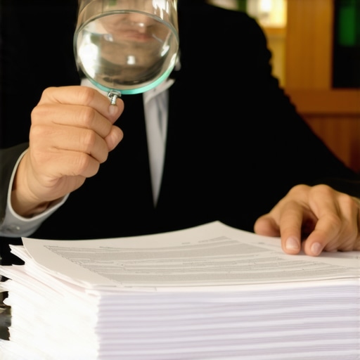 An accountant manually verifying financial leases and audit documentation.