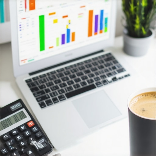 Professional monthly financial reconciliation workspace A tidy desk with financial tools symbolizing a successful month-end close process