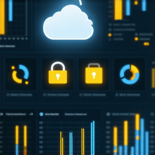 Secure Cloud Accounting Migration Dashboard A secure and organized cloud-based financial management interface showing data charts.