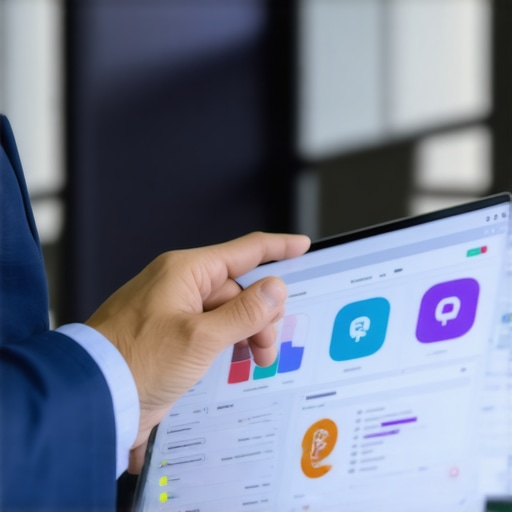 Secure Financial Dashboard Management A business owner using secure banking tools to manage payroll permissions.