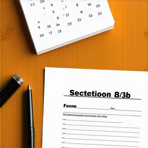 A signed IRS Section 83(b) election form with a pen and calendar.