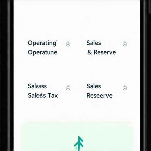 Separate Business Bank Accounts for Tax Management Smartphone screen showing separate business bank accounts for operating and sales tax with a transfer in progress