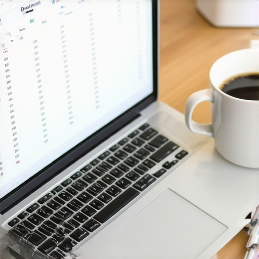 Simplified Financial Reporting Workspace A clean office desk with a laptop displaying a streamlined chart of accounts