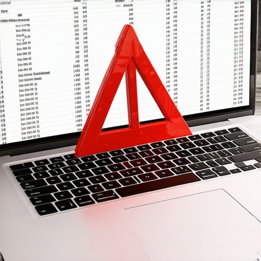 Spotting errors in automated accounting A laptop screen showing a financial dashboard with a red error alert on a spreadsheet line item.