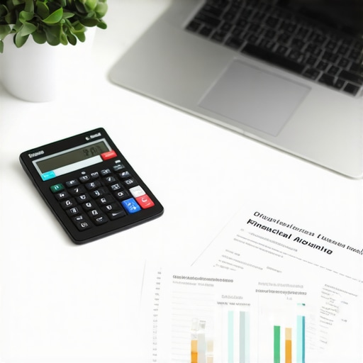 Modern office desk with tax documents and a calculator representing strategic business tax planning.
