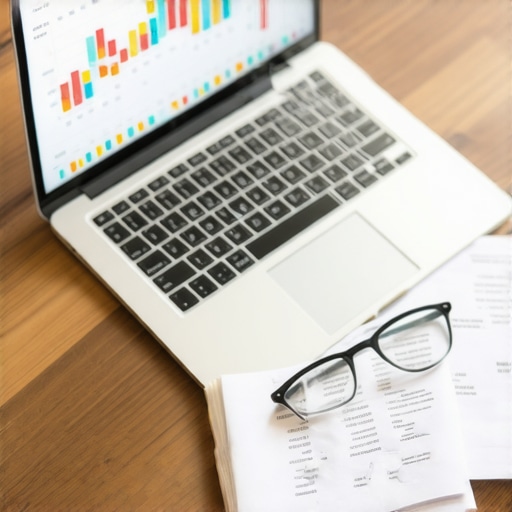 A laptop showing financial growth charts and glasses on a desk representing strategic tax planning.