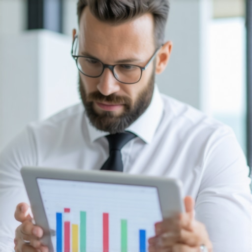 Business owner and CPA reviewing cloud-based financial reports and ledger health